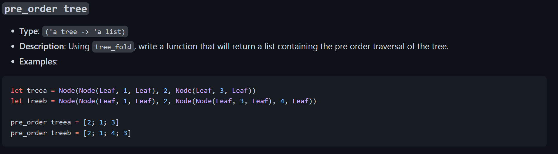 these functions. Assume that all the other functions listed above (including tree_fold)