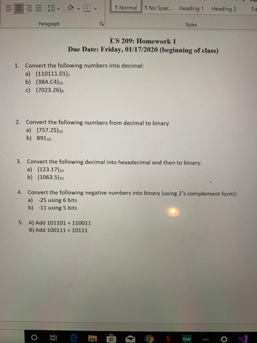  1 Normal 1 No Spac... Heading 1 Heading 2 Tit Paragraph
