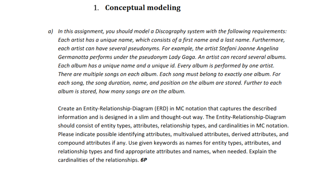  In this assignment, you should model a Discography system with the