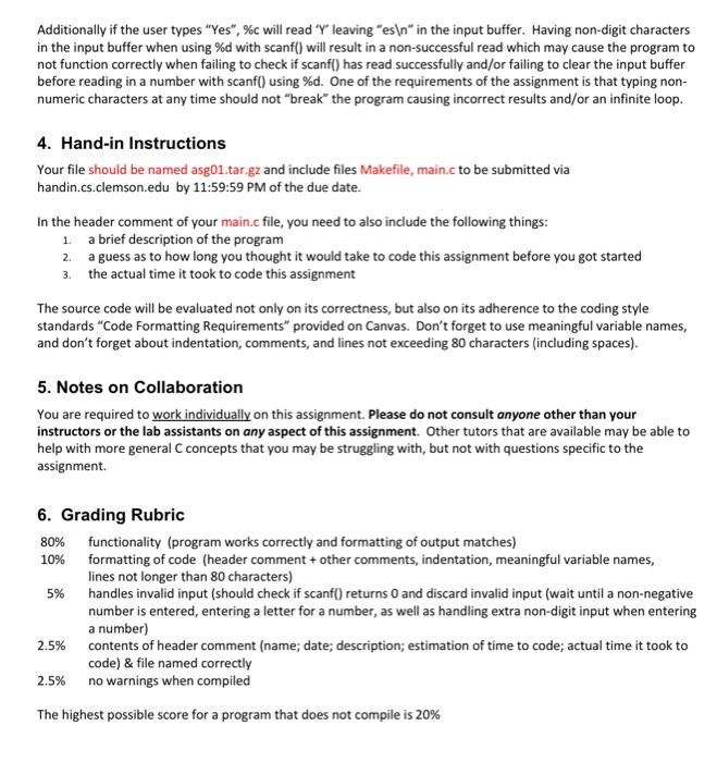 & scanf, declaring variables, and using logical expressions. 2. More Assignment Specifics