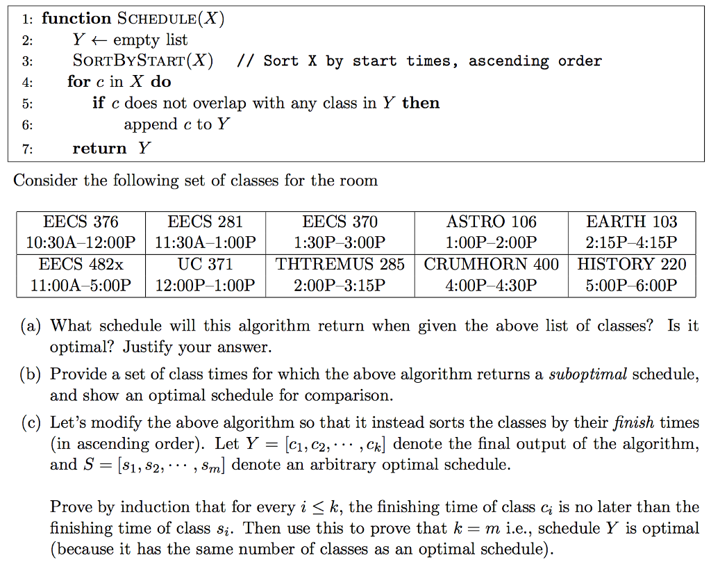 are given the start and end times of a set of classes