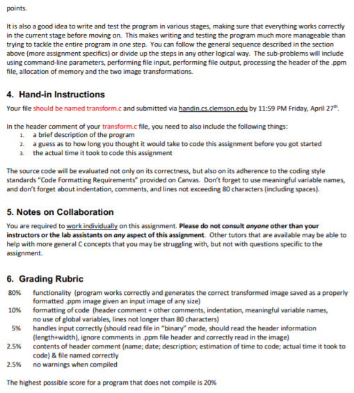 Spring 2018, Programming Assignment 3: Image File Transformation Due 11:59 pm Friday,
