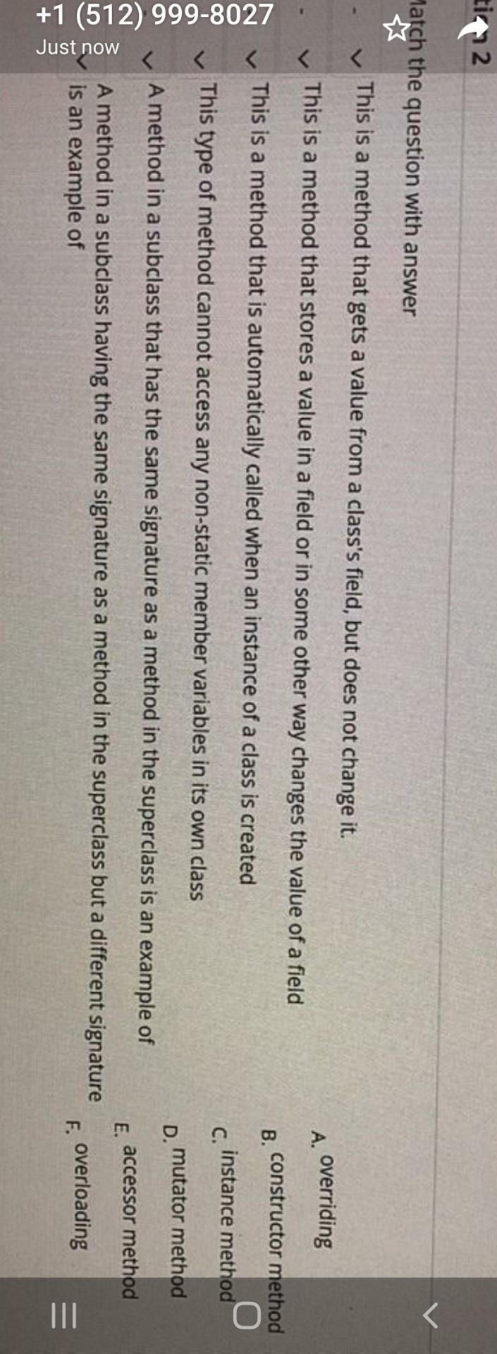 questions with true or false No statement outside the method in which