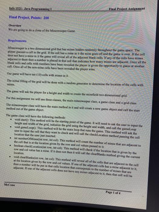 200 Overview We are going to do a clone of the Minesweeper