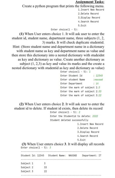  please make the hand writing clear . Assignment Tasks: Create a