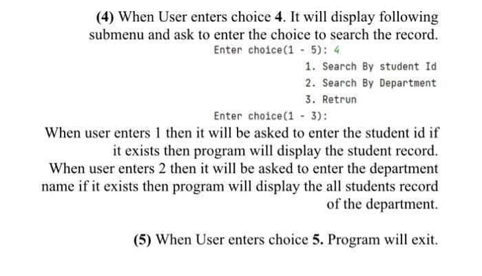 python program that prints the following menu. 1. Insert kew Record 2.
