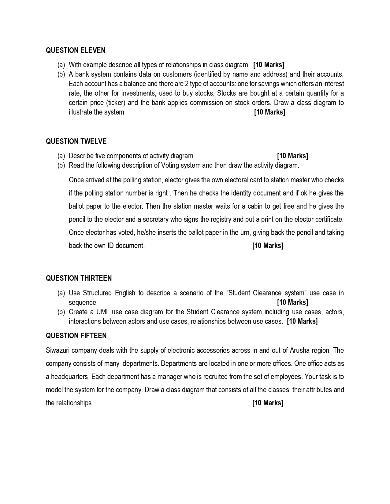 QUESTION ELEVEN (a) With example describe all types of relationships in