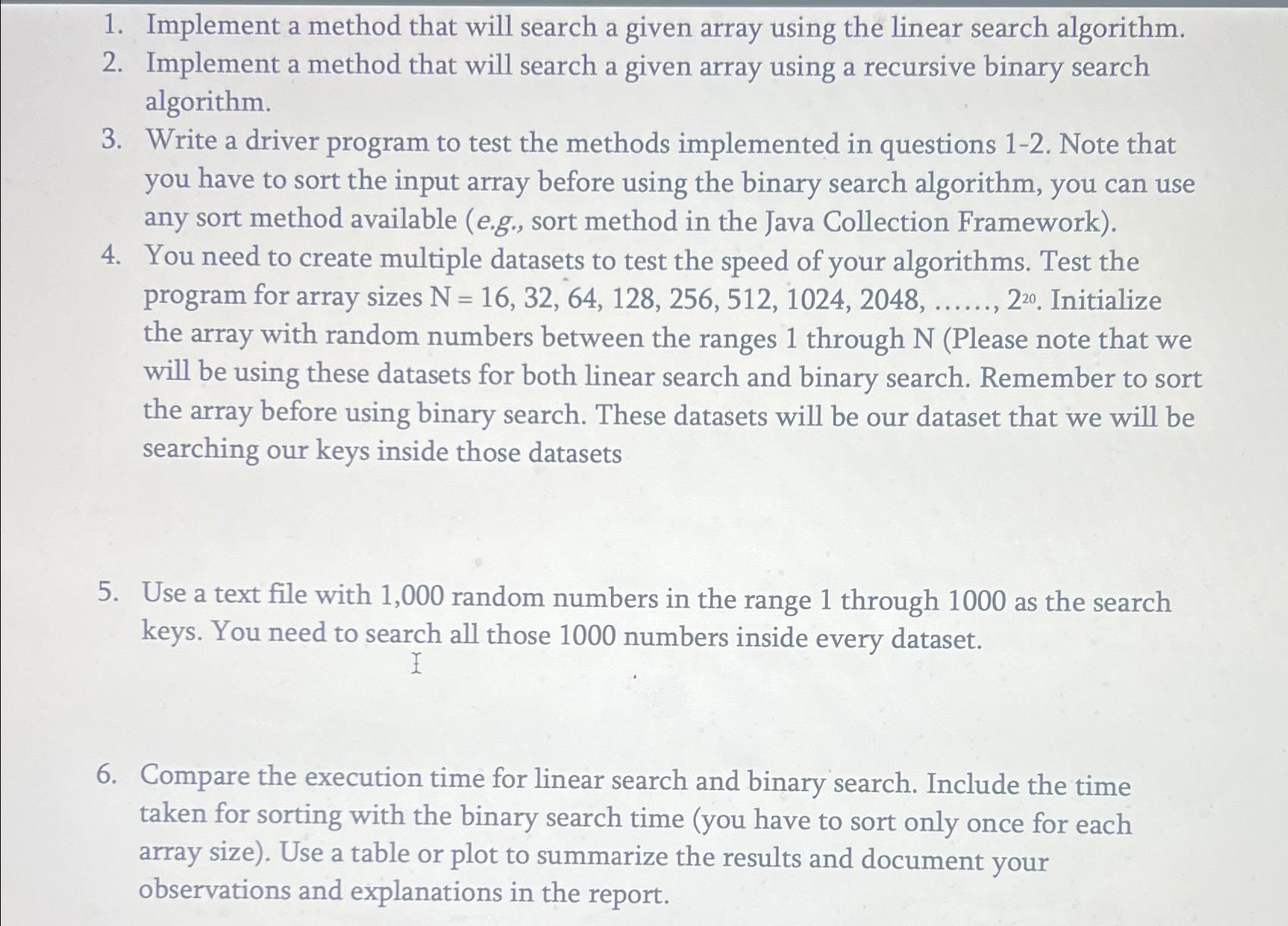  Implement a method that will search a given array using the