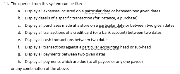 following below using the Standard Notation Below A personal financial management system