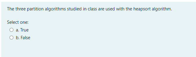 The three partition algorithms studied in class are used with the