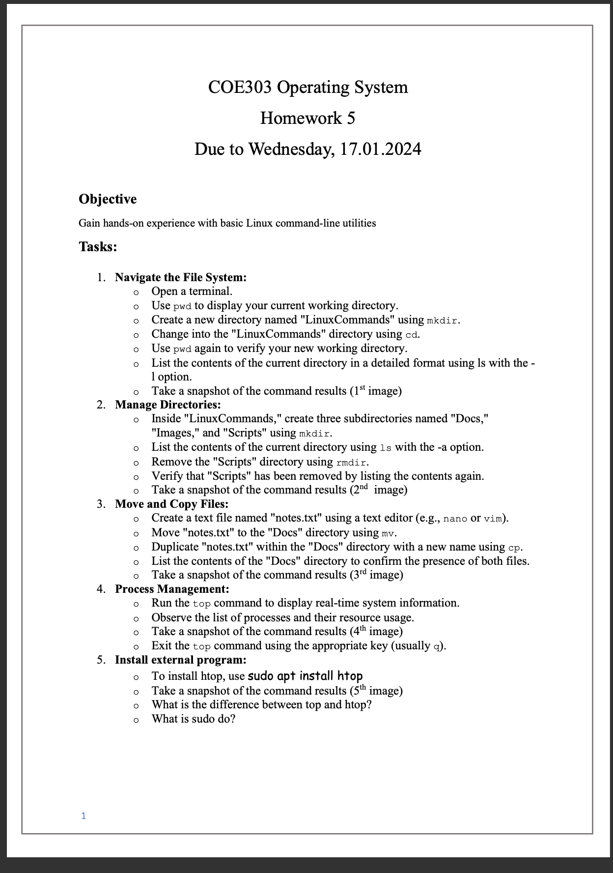  Objective Gain hands-on experience with basic Linux command-line utilities Tasks: Navigate