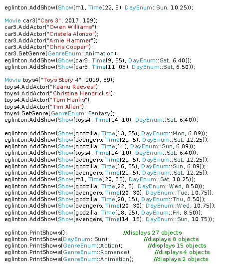 day of the week. It is not necessary to assign values to