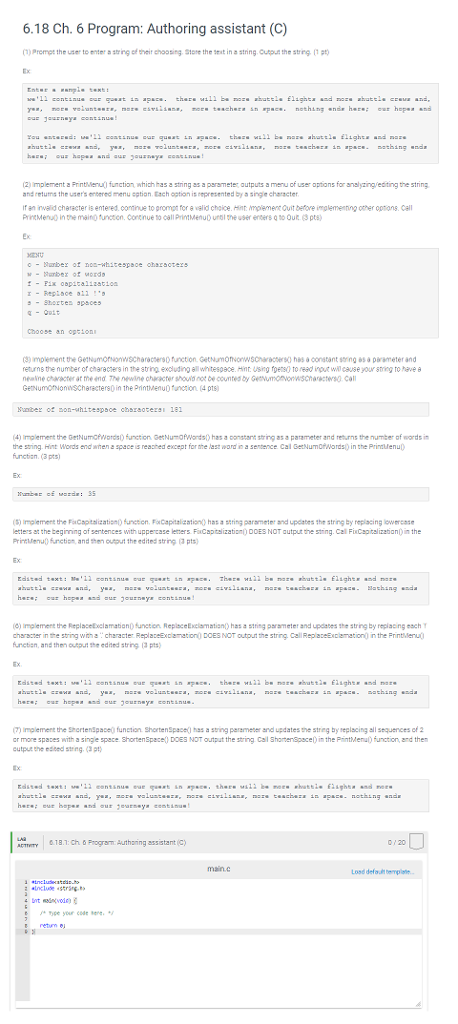 . 6.18 Ch. 6 Program: Authoring assistant (C) () Prompe the