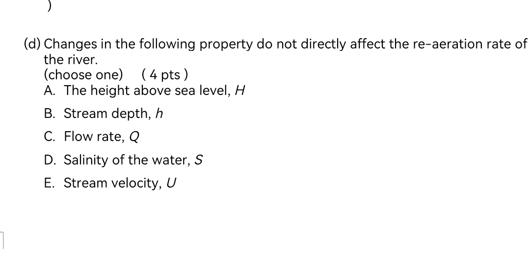 (d) Changes in the following property do not directly affect the