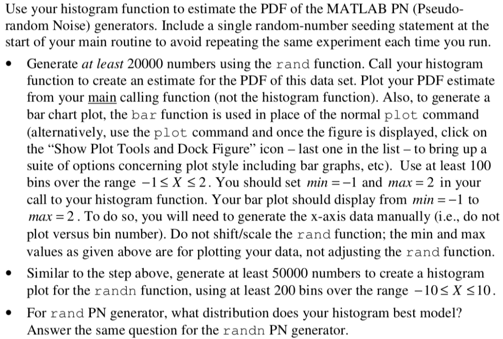 array containing the histogram of a data set that is passed to