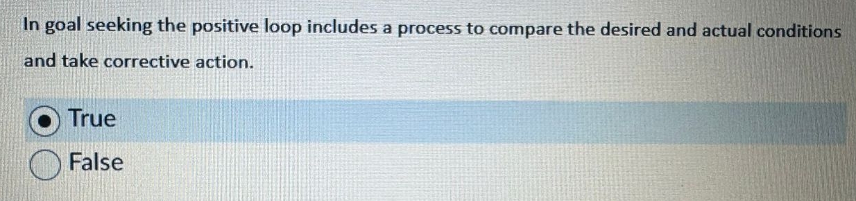  In goal seeking the positive loop includes a process to compare