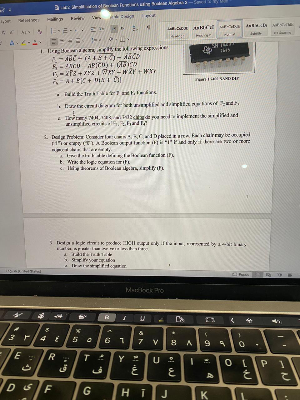  Using Boolean algebra, simplify the following expressions. Build the Truth Table