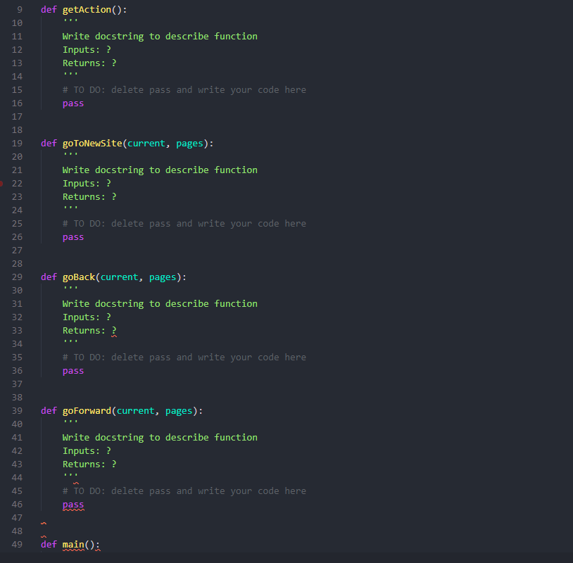 simulation. If the user enters something other than these 4 characters, an