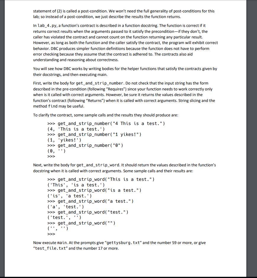 space, and then n words, separated by a single space Returns: --