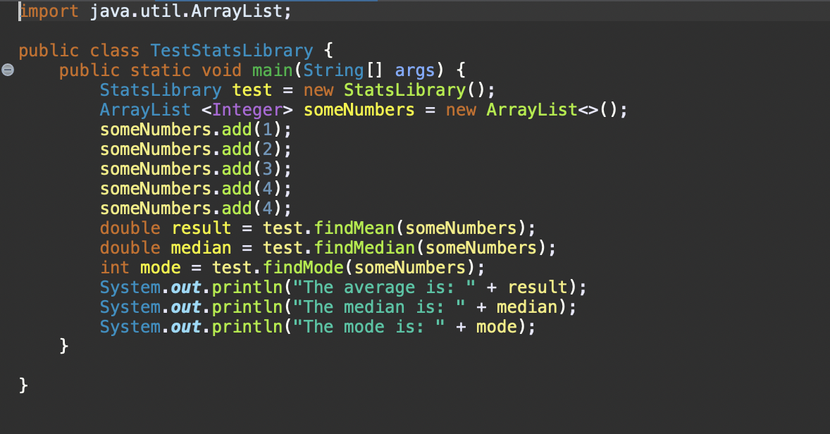 multiple modes in the array list. Also add a standard deviation method