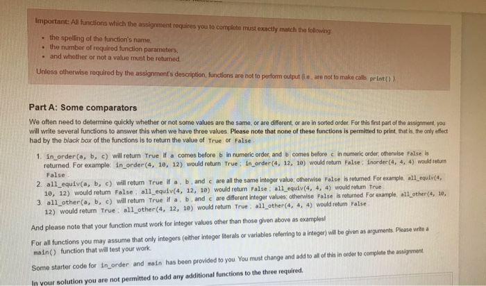 code cell may be changed. def in_order(a, b, c): return false def