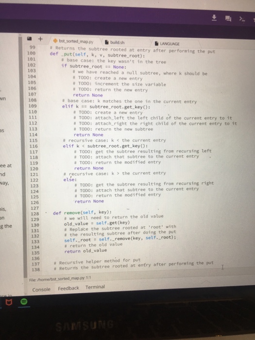node class BstSortedMap(core.SortedMap): def __init__(self): self._size = 0 self._root = None #
