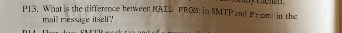  ocally Cached. P13. What is the difference between MAIL FROM: in