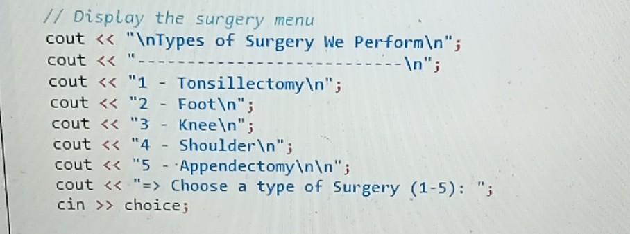 Hospital Billing System for patients #include #include using namespace std; // Function
