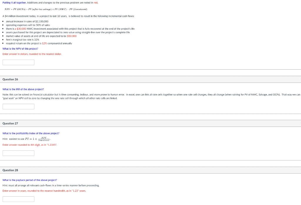  Putting it all together. Additions and changes to the previous problem