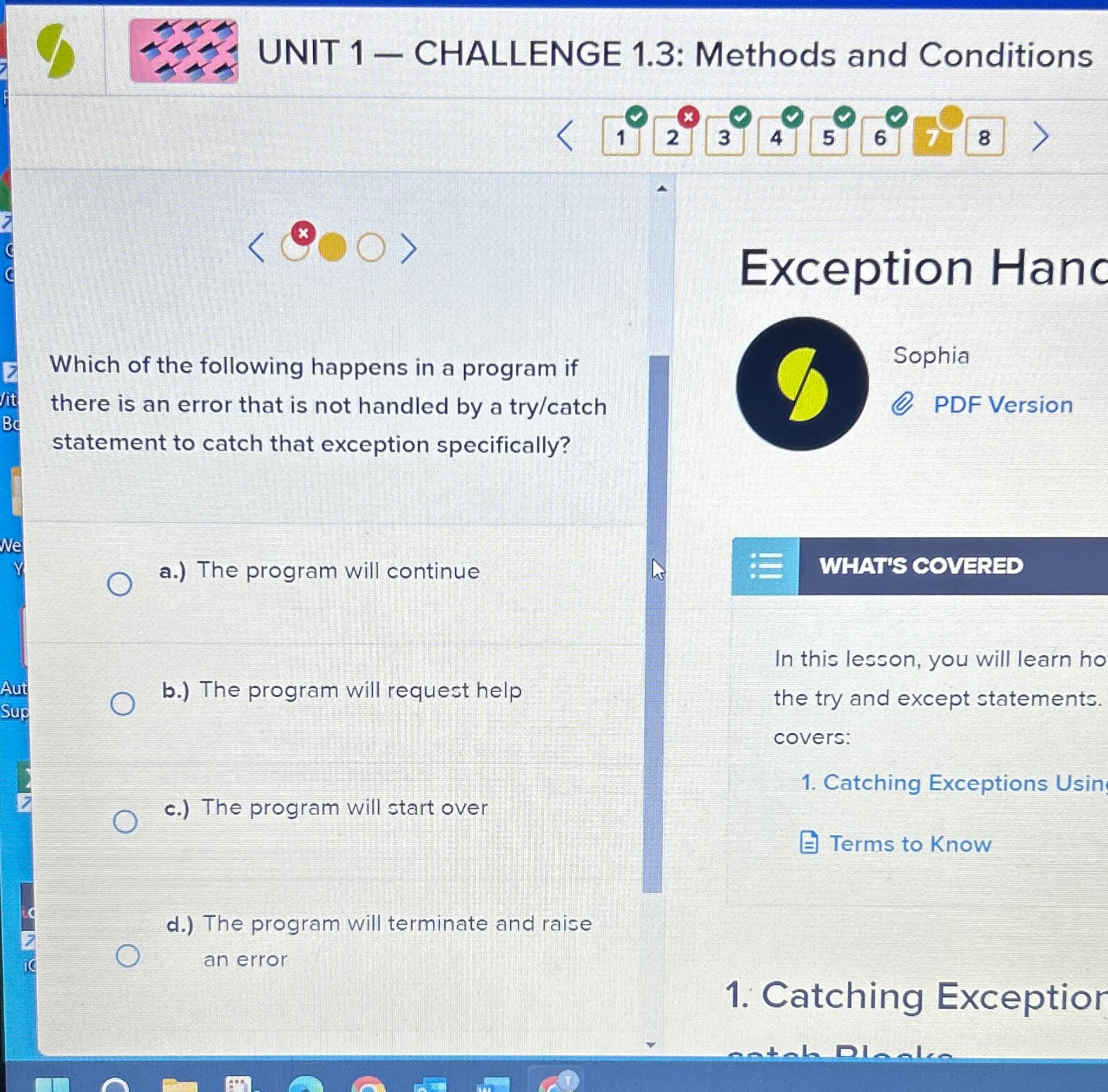  UNIT 1- CHALLENGE 1.3: Methods and Conditions 1 2 3 4