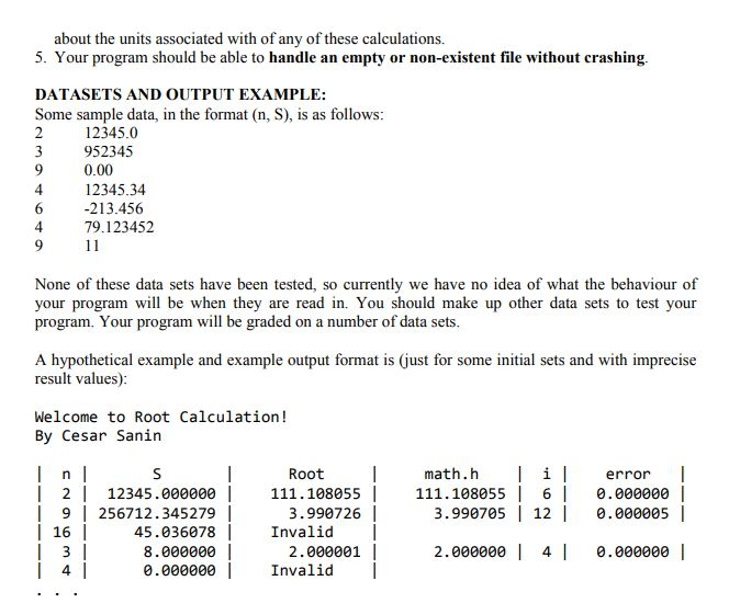 program be able to compute only the following roots VS, VS, VS,