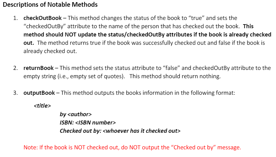 main() { //Create an array of Book objects to store our library