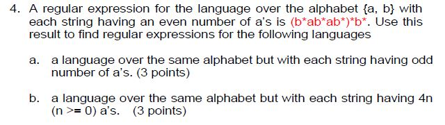 A regular expression for the language over the alphabet {a, b} with