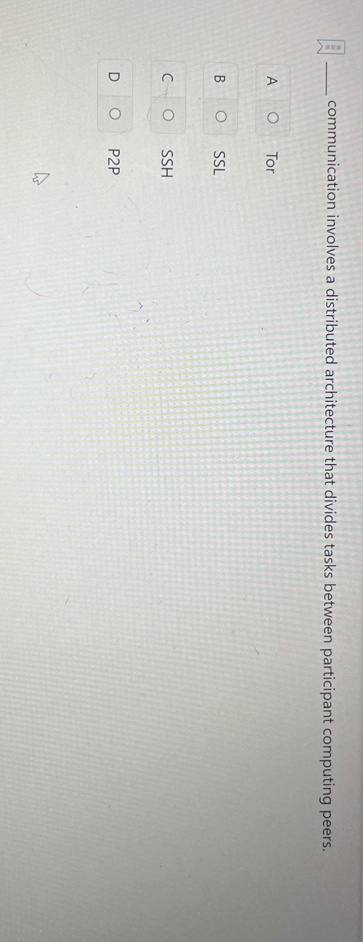  communication involves a distributed architecture that divides tasks between participant computing