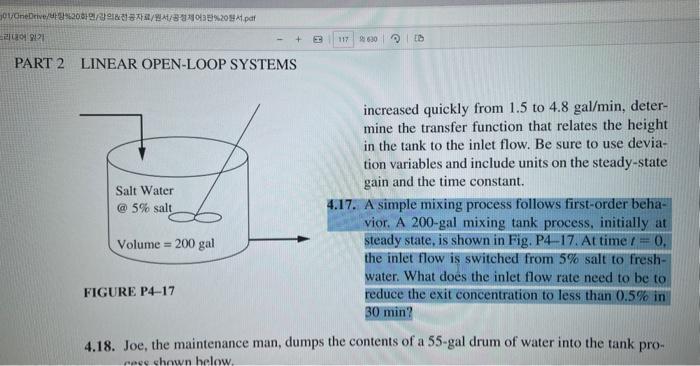 P4-17 PART 2 LINEAR OPEN-LOOP SYSTEMS increased quickly from 1.5 to 4.8gal/min,