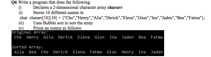 In C Q6 Write a program that does the following: i) Declares