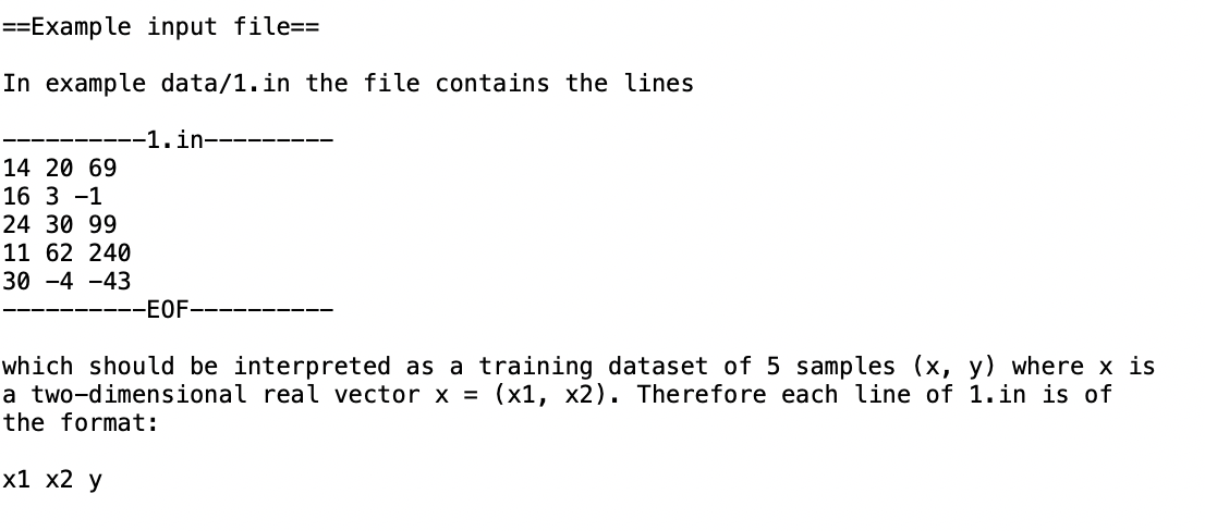 both the analytic solution and stochastic gradient descent. ==Example input file== In