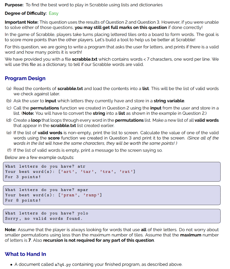 The code must be in Python 3. You will need a scribble.txt