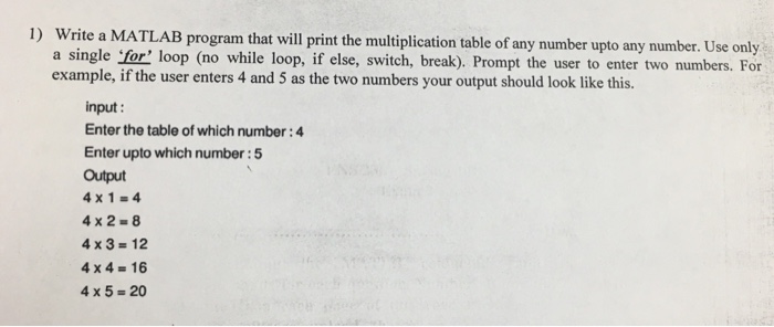  Use matlab 1) Write a MATLAB pro gram that will print