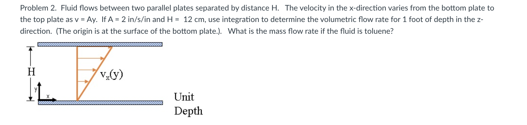  Problem 2. Fluid flows between two parallel plates separated by distance