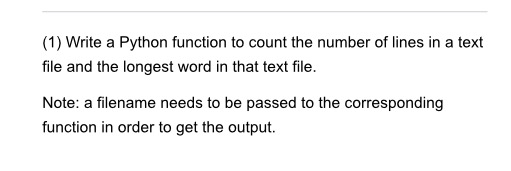  (1) Write a Python function to count the number of lines