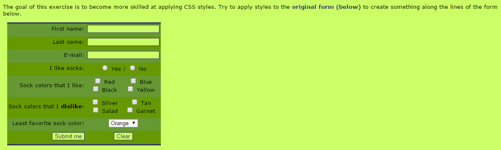 writing CSS code for the provided HTML to match this image This