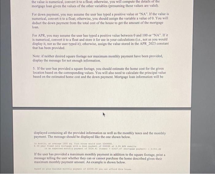 program which calculates details for a mortgage loan for one or more