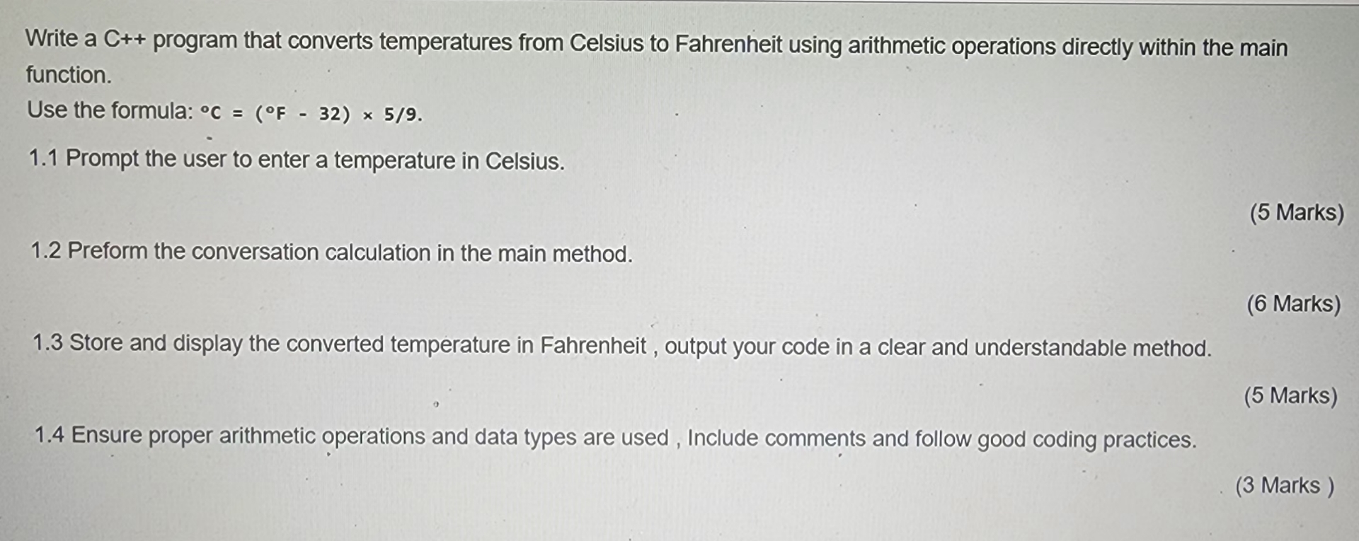  Write a C++ program that converts temperatures from Celsius to Fahrenheit