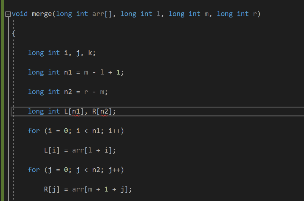 How do I fix this? I am using C++ Evoid merge(long int