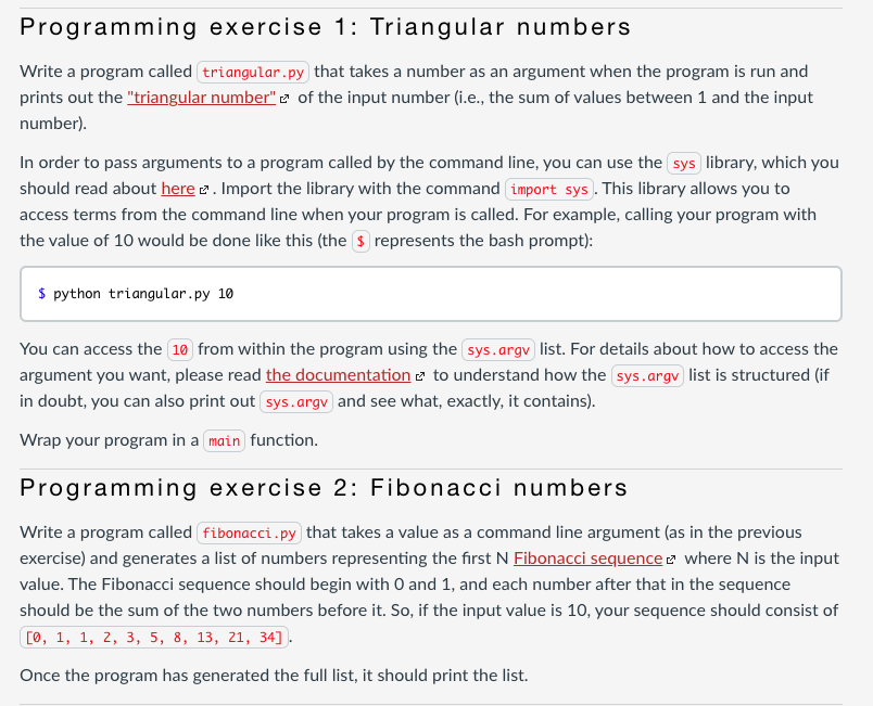 python Programming exercise 1: Triangular numbers Write a program called triangular.py that