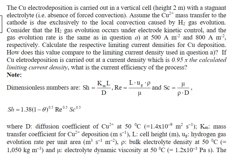 electrochemical process. The electrolyte for electrorefining of Cu is composed of: 50gl1H2SO4