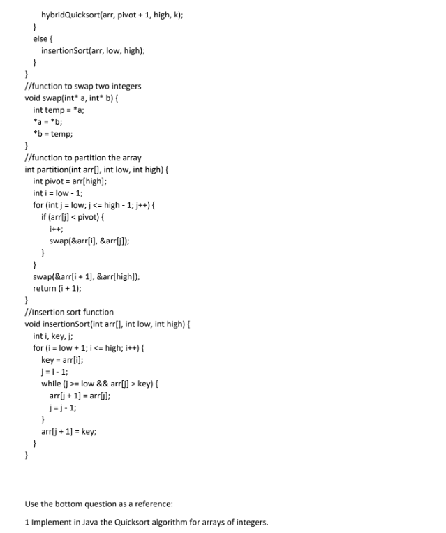 out for which values of k and for which array sizes Hybrid