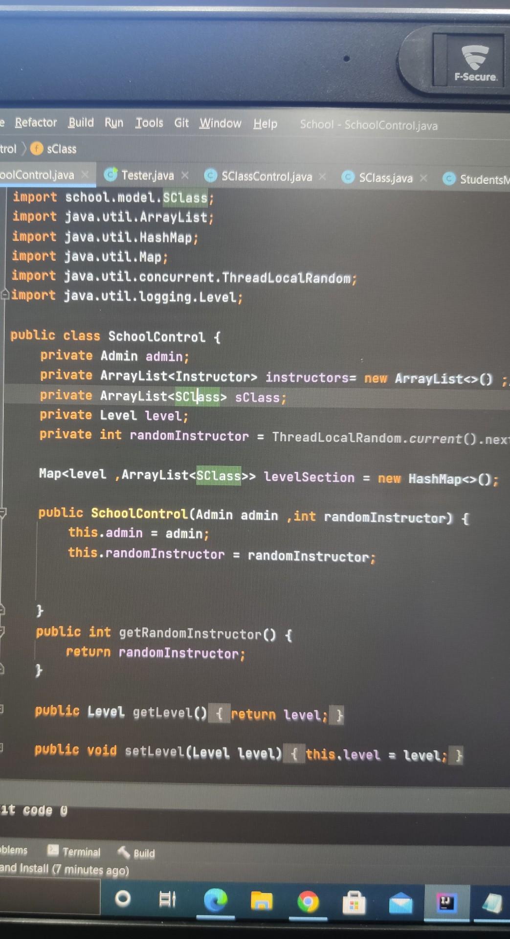 section sClass control : the last one package school; import java.util.ArrayList; public