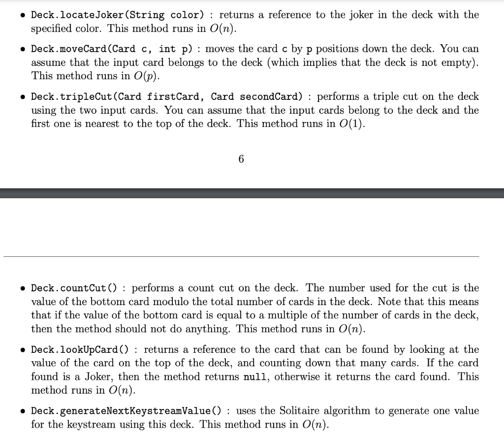 assignment2; import java.util.Random; public class Deck { public static String[] suitsInOrder =